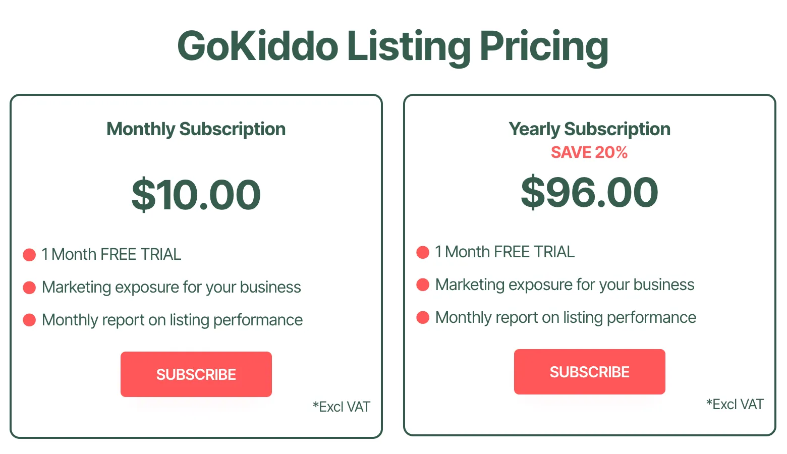 GoKiddo Pricing Table